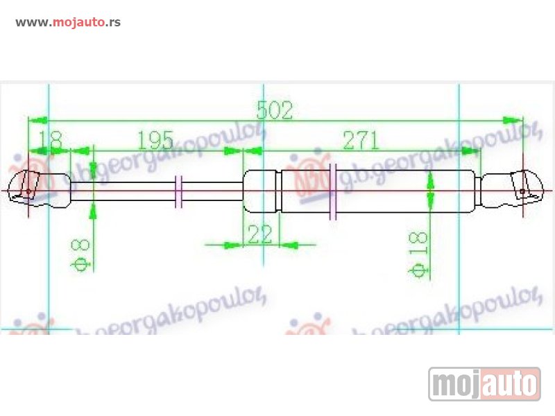 Glavna slika -  AMORTIZER GEPEK VRATA 5 VRATA (500L-400N) Honda civic h/b-l/b 01-04 -dostupno - MojAuto
