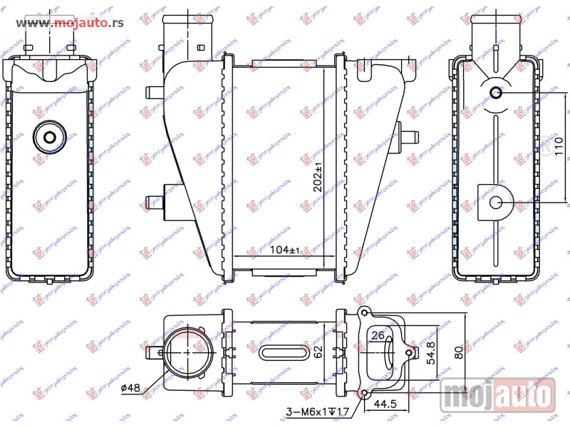 Glavna slika -  HLADNJAK INTERKULERA 2.2 CTDI (104x202x62) Honda civic h/b-l/b 06-12 -dostupno - MojAuto