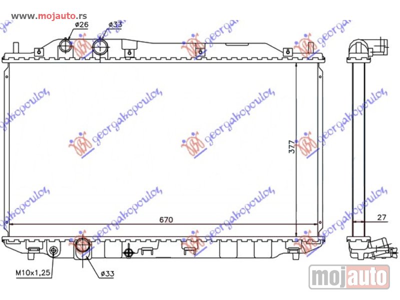 Glavna slika -  HLADNJAK MOTORA 1.6/1.8 16V (AUTO) (37.5x67x27) Honda civic sedan 06-11 -dostupno - MojAuto