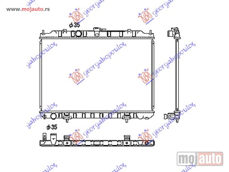 Glavna slika -  HLADNJAK MOTORA 2.0/2.5c.c (+/-AC) (45x69) -07 Nissan x-trail 01-14 -dostupno - MojAuto