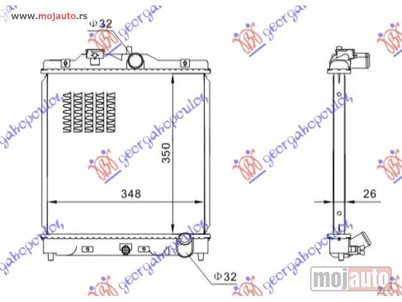 Glavna slika -  HLADNJAK MOTORA 1.6 VTEC 150 PS (35x35x27) Honda civic sedan 96-99 -dostupno - MojAuto