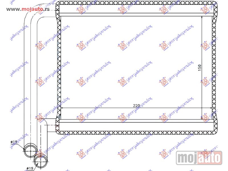 Glavna slika -  GREJAC KABINE (150x220x16) (TIP DOOWON) Kia rio 05-11 -dostupno - MojAuto