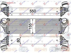 NOVI: delovi  HLADNJAK INTERKULERA 3.0 BENZIN -  2.0/3.0 DIZEL (550x155x80) (BEHR) Bmw series 5 (f10/11) 13-16 -dostupno