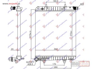 NOVI: delovi  HLADNJAK MOTORA 1.2 VTi BENZIN (MAN) (372x340x24) Citroen c1 14- -dostupno