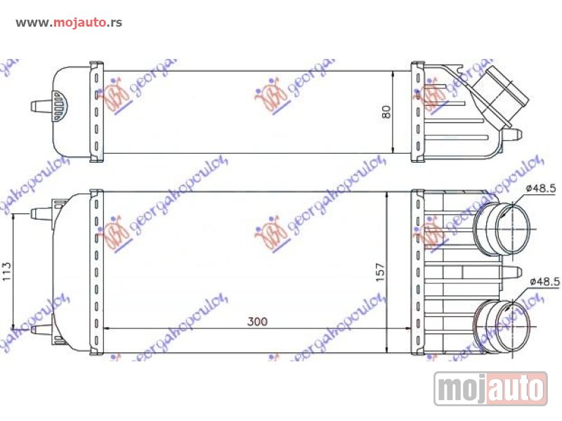Glavna slika -  HLADNJAK INTERKULERA 1.6 HDi (300x158x80) Citroen c3 13-16 -dostupno - MojAuto