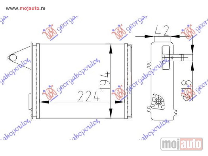 Glavna slika -  GREJAC KABINE (224x194) (SA PREKIDACEM) Fiat strada 05-14 -dostupno - MojAuto