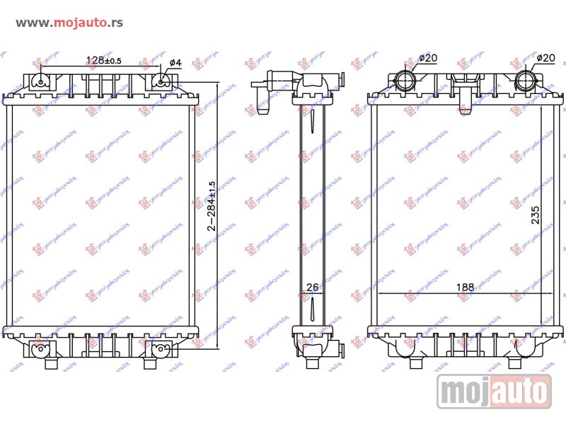 Glavna slika -  HLADNJAK MOTORA DODATNI 3.0 TFSI (MAN/AUTO) (23.5x18.8x2.6) Levo Audi a4 11-15 -dostupno - MojAuto