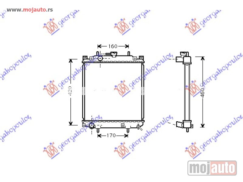 Glavna slika -  HLADNJAK MOTORA 1.0i 12V (MAN) (37.5x32.5x1.6) Daihatsu yrv 02-06 -dostupno - MojAuto