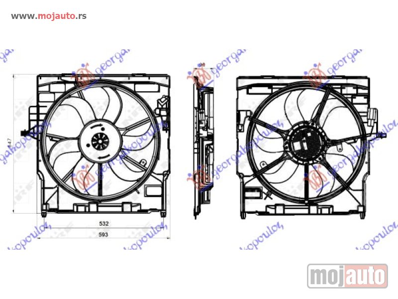 Glavna slika -  VENTILATOR KOMPLET (3.0 BENZIN) (520mm) (400W) (3 PIN) Bmw x5 (e70) 10-13 -dostupno - MojAuto