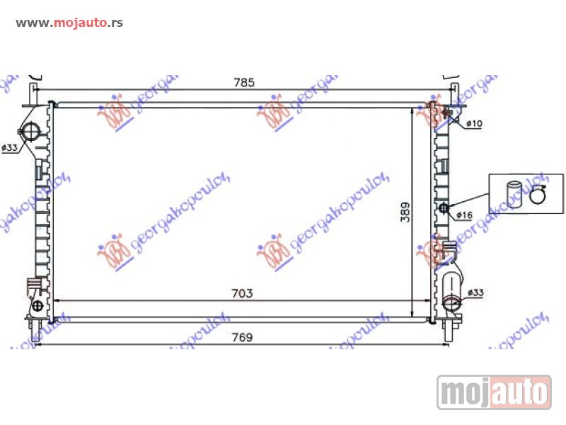 Glavna slika -  HLADNJAK MOTORA 1.8 BENZIN / 1.8 TDCI (70x38.5x24) Ford transit connect 10-13 -dostupno - MojAuto
