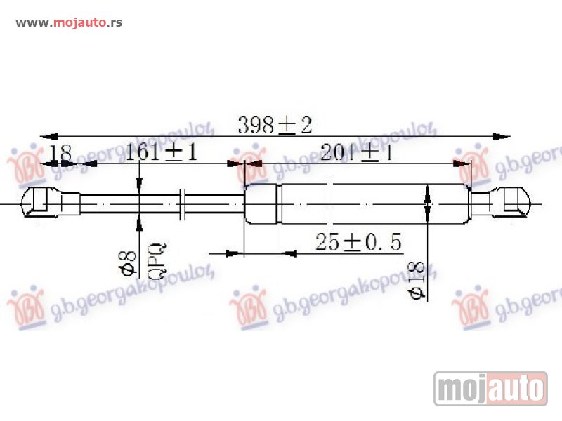 Glavna slika -  AMORTIZER HAUBE (400L-250N) Alfa romeo giulietta 10- -dostupno - MojAuto