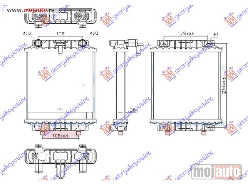 Glavna slika -  HLADNJAK MOTORA DODATNI 3.0-S6/4.0 TFSI BENZIN - 3.0 DIZEL (MAN/AUTO) (195x190) Audi a8 09-13 -dostupno - MojAuto