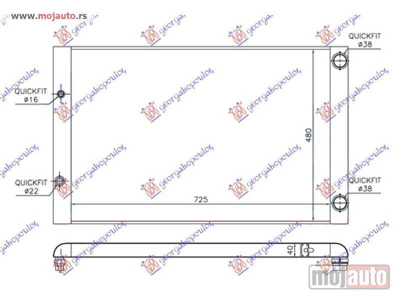 Glavna slika -  HLADNJAK MOTORA 3.7/4.2i BENZIN (725x480x40) Audi a8 02-09 -dostupno - MojAuto