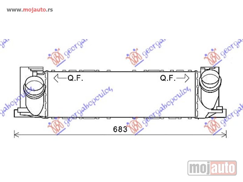 Glavna slika -  HLADNJAK INTERKULERA 335d-435d Xdrive (495x150x100) Bmw series 3 (f30/f31) sdn/s.w. 12-14 -dostupno - MojAuto