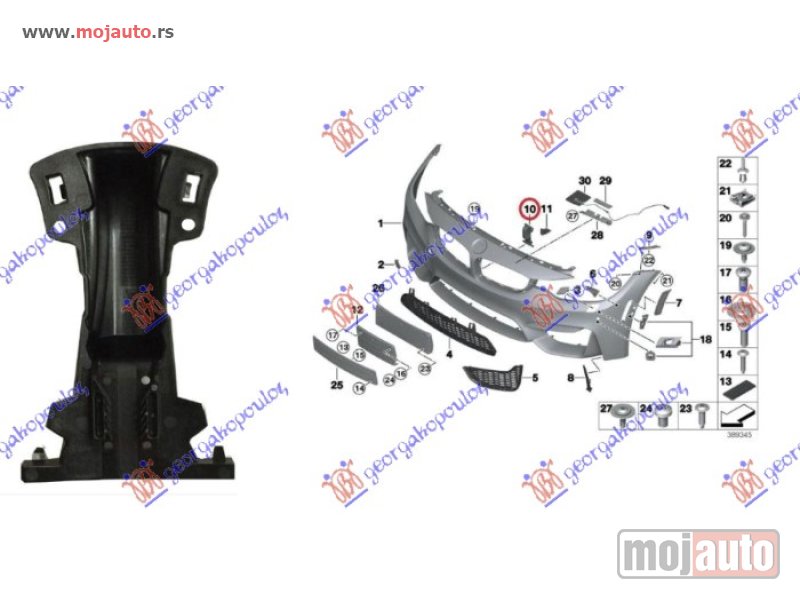 Glavna slika -  NOSAC PREDNJEG BRANIKA SREDNJI DONJI (& (M-SPORT)) Bmw series 3 (f30/f31) sdn/s.w. 12-14 -dostupno - MojAuto