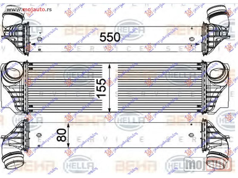 Glavna slika -  HLADNJAK INTERKULERA 3.0 BENZIN -  2.0/3.0 DIZEL (550x155x80) (BEHR) Bmw series 5 (f10/11) 13-16 -dostupno - MojAuto