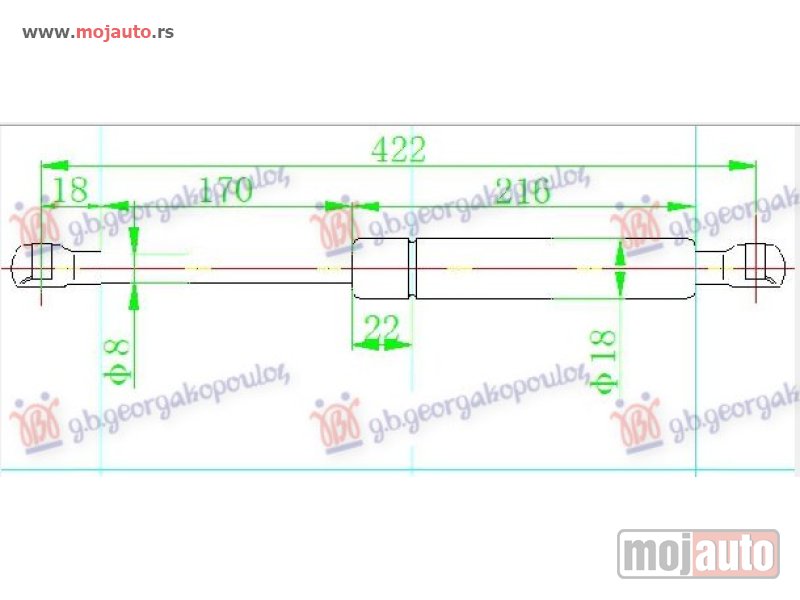 Glavna slika -  AMORTIZER GEPEK VRATA (424L-380N) Citroen ds3 10-14 -dostupno - MojAuto