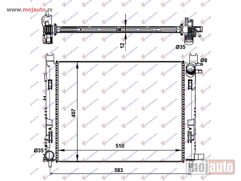 Glavna slika -  HLADNJAK MOTORA BENZIN/DIZEL (+/-AC) (51x40x1.2) 12- Dacia duster 10-17 -dostupno - MojAuto