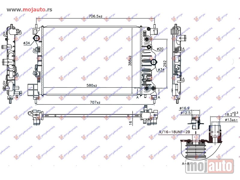 Glavna slika -  HLADNJAK MOTORA 1.6i 16v (AUTO) (58x38.8x1.6) Chevrolet aveo sdn-h/b 12- -dostupno - MojAuto