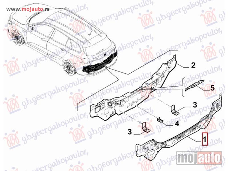 Glavna slika -  ZADNJI VEZNI LIM GORNJI SPOLJASNJI KARAVAN (O) Fiat tipo 21- -dostupno - MojAuto