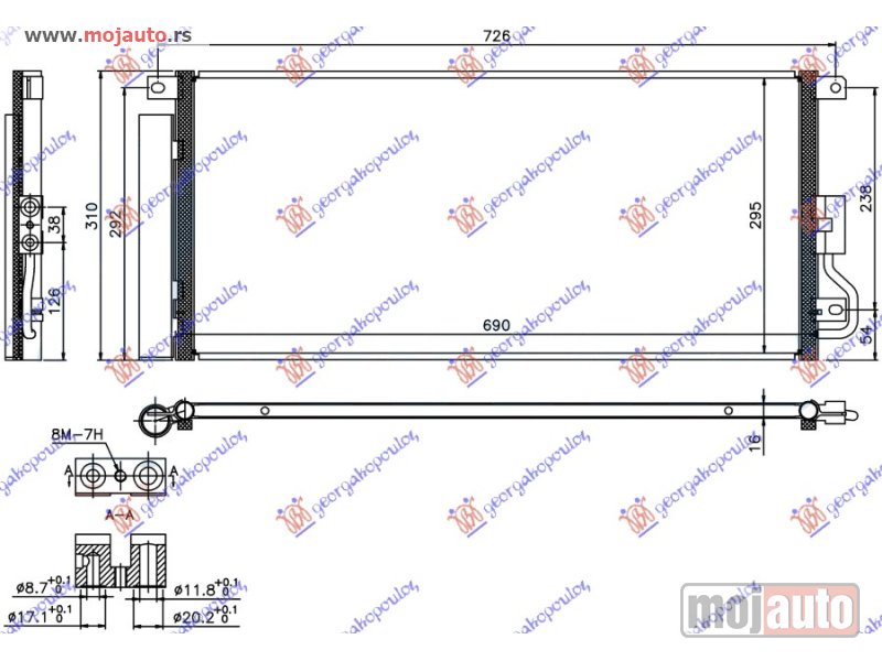 Glavna slika -  HLADNJAK KLIME 1.4 16v Turbo (B14XFT) BENZIN - 1.6/1.7 CDTi DIZEL (690x295x16) Chevrolet trax 13- -dostupno - MojAuto