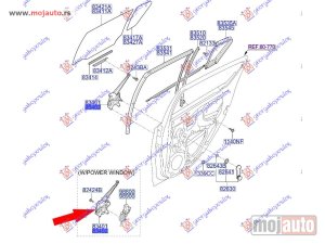 NOVI: delovi  PODIZAC ZADNJEG PROZORA ELEKTRICNI (BEZ MOTORA) (O) Levo Hyundai i20 12-14 -dostupno