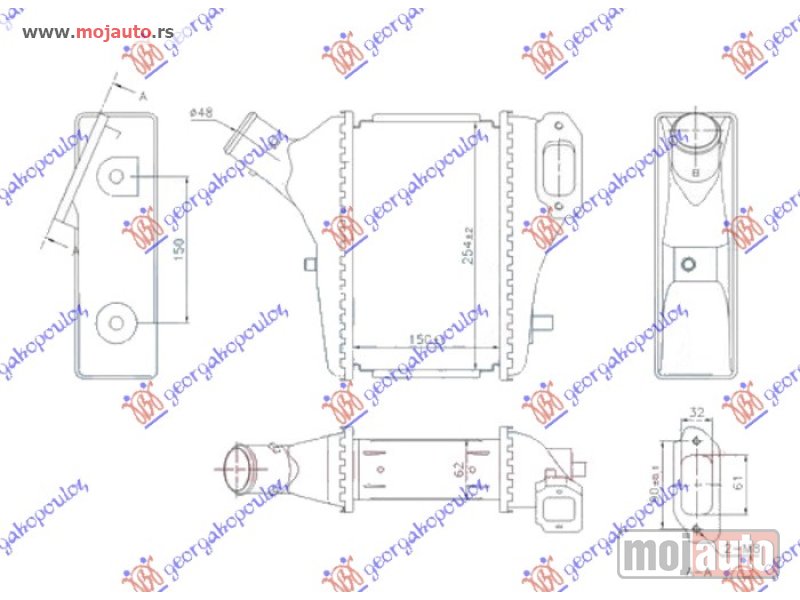 Glavna slika -  HLADNJAK INTERKULERA 1.6-2.2 i-DTEC DIZEL (150x255x62) Honda cr-v 15-17 -dostupno - MojAuto