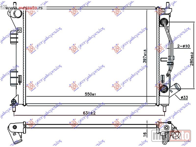 Glavna slika -  HLADNJAK MOTORA 1.6 BENZIN (AUTO) (+/-AC) (55x39.7x1.6) Kia ceed 5d 13-15 -dostupno - MojAuto