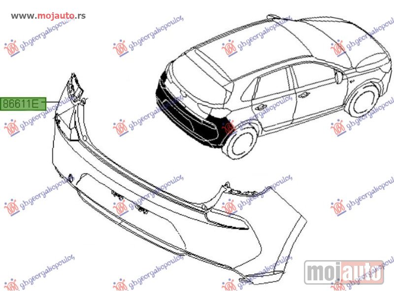 Glavna slika -  ZADNJI BRANIK (O) Hyundai i30 hatchback 20- -dostupno - MojAuto