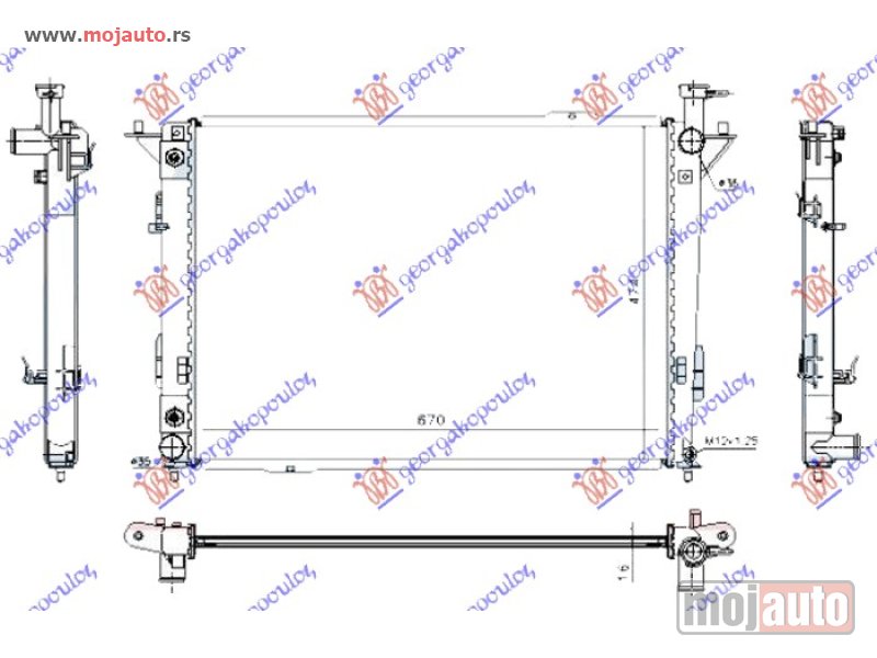 Glavna slika -  HLADNJAK MOTORA 2.4-3.3-3.5 BENZIN (AUTO) (670x475x16) Hyundai santa fe 09-12 -dostupno - MojAuto