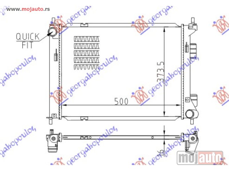 Glavna slika -  HLADNJAK MOTORA BENZIN (MAN) (+/-AC) (50x37.3) Hyundai ix20 11- -dostupno - MojAuto