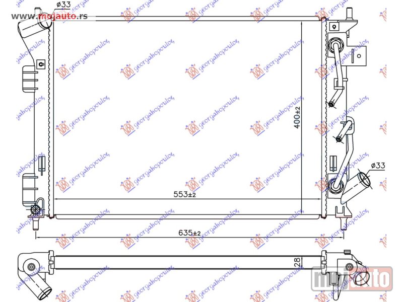 Glavna slika -  HLADNJAK MOTORA 1.6i/2.0i/1.6 GDI BENZIN (AUTO) (553x400x28) Kia soul 13-16 -dostupno - MojAuto