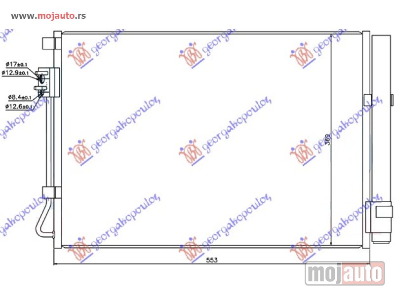Glavna slika -  HLADNJAK KLIME ZA SVE MODELE BENZIN (520x360x12) Kia rio h/b 11-14 -dostupno - MojAuto