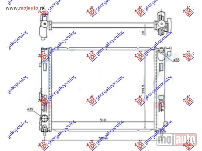 Glavna slika -  HLADNJAK MOTORA 1.0i 1.3 DIG-TURBO BENZIN (510x395x26) (KOYO) Nissan juke (f16) 19- -dostupno - MojAuto
