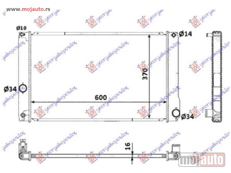 Glavna slika -  HLADNJAK MOTORA 1.8 HIBRID (AUTO) (60x35x16) (KOYO) Lexus ct 200h 14- -nedostupno - MojAuto