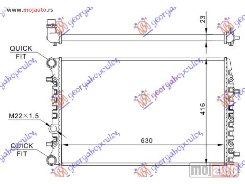 Glavna slika -  HLADNJAK MOTORA ZA SVE MODELE BENZIN/DIZEL (MAN/AUTO) (+/-AC) (63x41) Vw polo 05-09 -dostupno - MojAuto