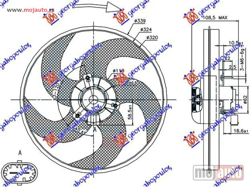 Glavna slika -  VENTILATOR KOMPLET (BENZIN/DIZEL) (-AC) Peugeot 206 98-09 -dostupno - MojAuto