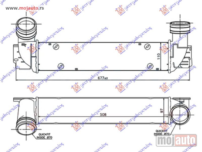 Glavna slika -  HLADNJAK INTERKULERA 3.0 (325D-330D) BENZIN (510x100x105) CEV 70-70 Bmw series 3 (e90/91) sdn/s.w. 05-08 -dostupno - MojAuto