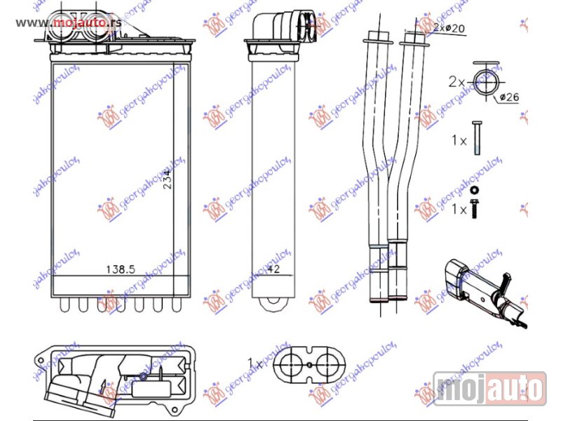 Glavna slika -  GREJAC KABINE (+AC) (235x140x42) Citroen c1 06-12 -dostupno - MojAuto