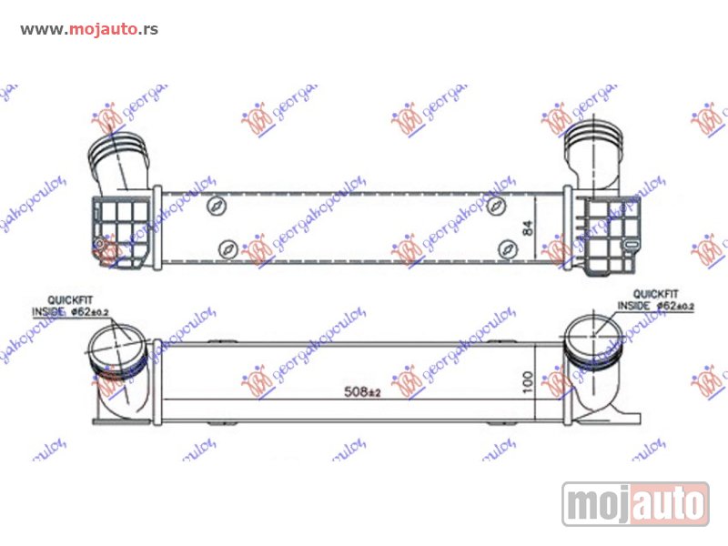 Glavna slika -  HLADNJAK INTERKULERA 2.0 (316D-318D-320D) DIZEL (510x100x84) CEV 62-62 Bmw series 3 (e90/91) sdn/s.w. 05-08 -dostupno - MojAuto