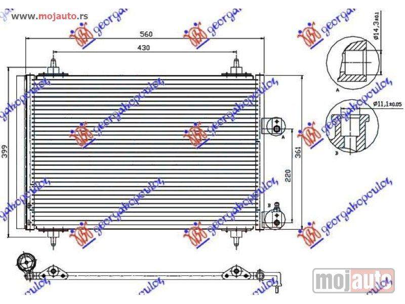 Glavna slika -  HLADNJAK KLIME 2.0i 16V - 2.0 HDi (510x360x16) Peugeot 307 01-05 -dostupno - MojAuto