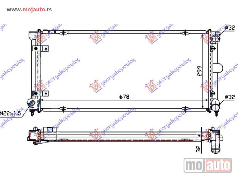 Glavna slika -  HLADNJAK MOTORA BENZIN/DIZEL (+/-AC) (675x320x34) Seat toledo 95-99 -dostupno - MojAuto