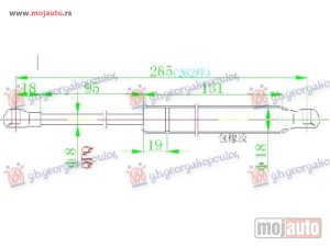 Glavna slika -  AMORTIZER GEPEK VRATA (265L-370N) Alfa romeo 156 03-05 -dostupno - MojAuto