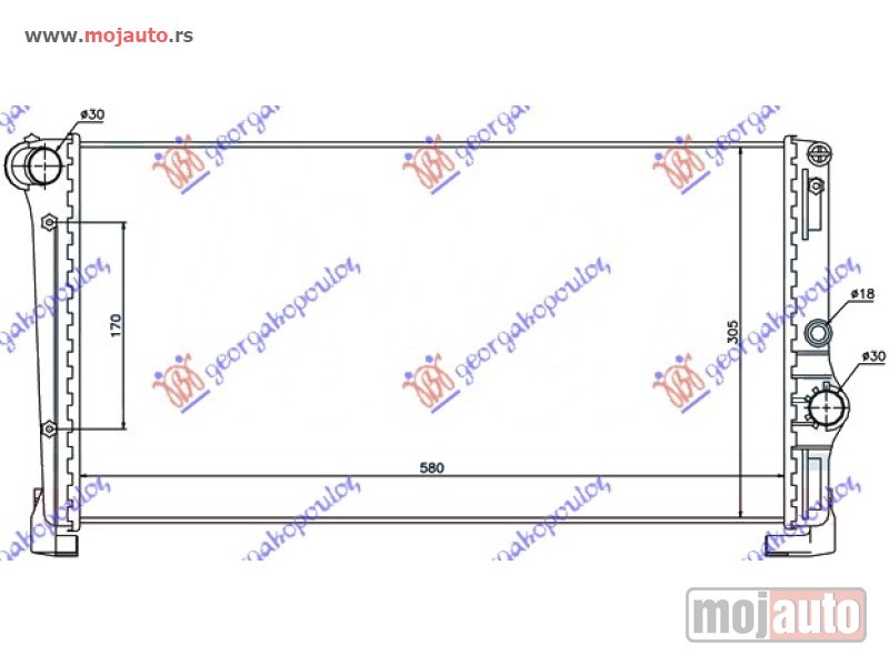Glavna slika -  HLADNJAK MOTORA 1.3JTD (58x31x3.8) (MARELLI TIP) Lancia musa 03-13 -dostupno - MojAuto