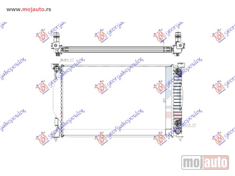 Glavna slika -  HLADNJAK MOTORA 2.4i V6 BENZIN (AUTO) (632x399) CEVI DIJAGONALNO Audi a4 00-04 -dostupno - MojAuto