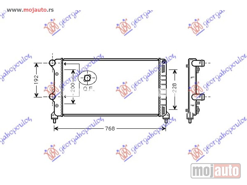 Glavna slika -  HLADNJAK MOTORA 1.3/1.9cc JTD (+/-AC) (70x30.6) Fiat doblo 05-09 -dostupno - MojAuto