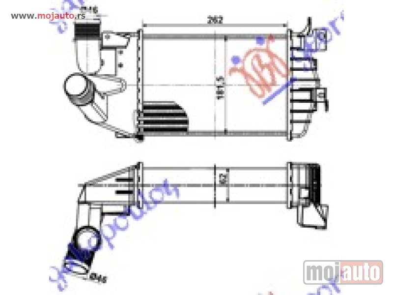 Glavna slika -  HLADNJAK INTERKULERA 1.3-1.7-1.9 CDTi (262x182x62) 46mm Opel zafira 05-12 -dostupno - MojAuto