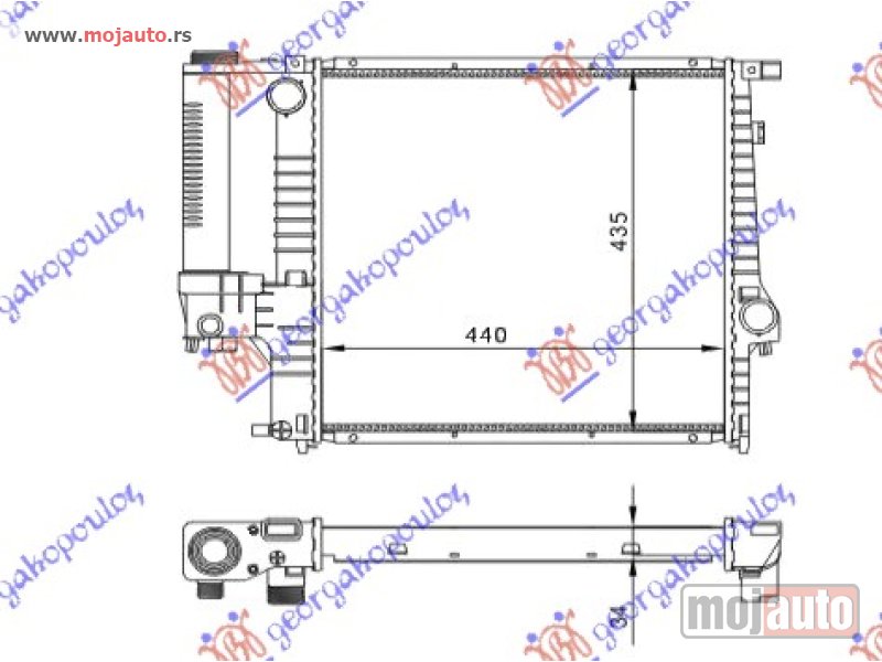 Glavna slika -  HLADNJAK MOTORA ZA SVE MODELE BENZIN (MAN) (+AC) (440x440x32) (MEHANICKI SPOJ) Bmw z3 96-03 -dostupno - MojAuto