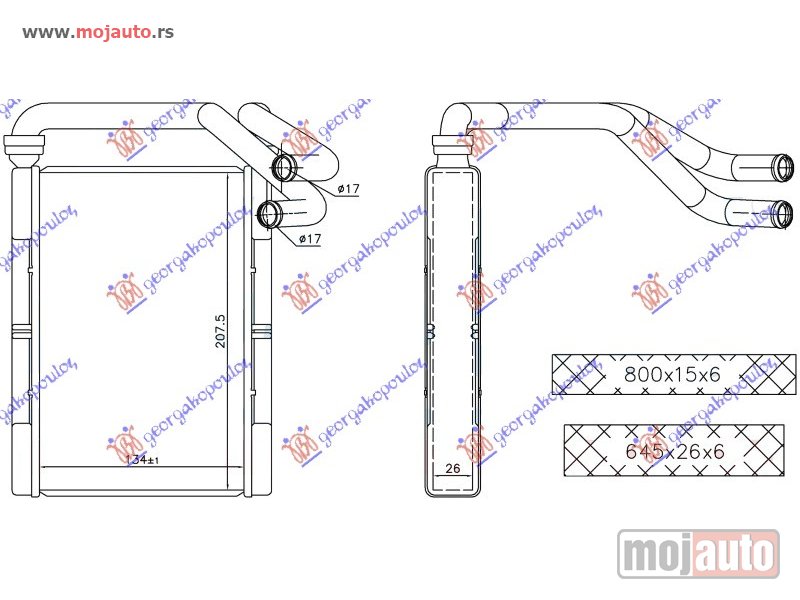 Glavna slika -  GREJAC KABINE (134x208x260) Toyota yaris 99-05 -dostupno - MojAuto