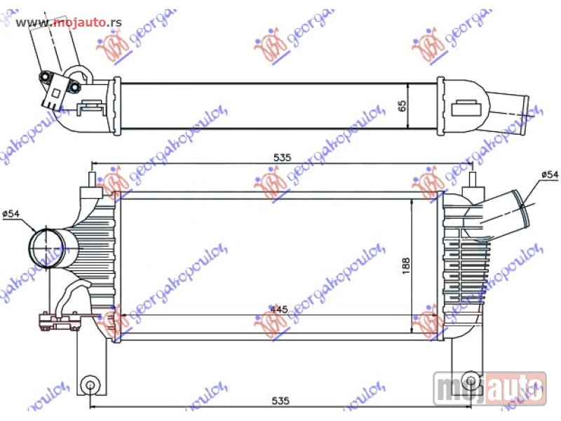 Glavna slika -  HLADNJAK INTERKULERA 2.5 DCI (44.3x19x64) Nissan p/u (d40) navara 2wd-4wd 05-10 -dostupno - MojAuto